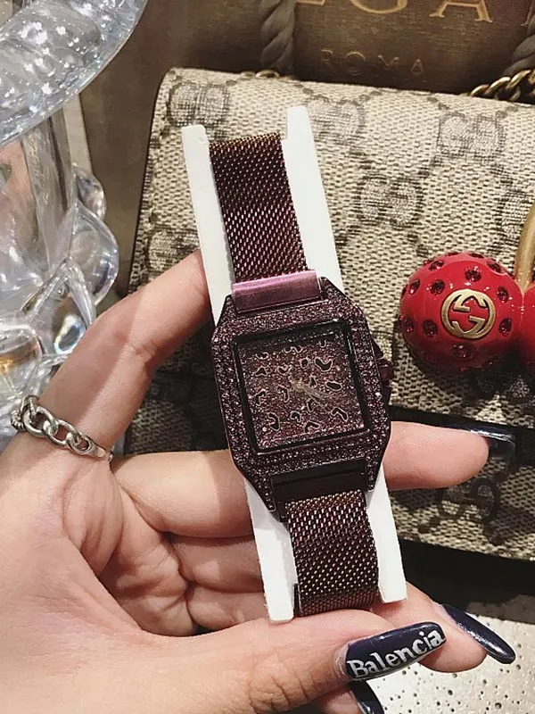 Stainless Steel Iron Strap Square Women's Watch